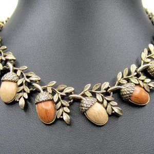 Vintage Coro Acorn Necklace Choker Nut Berry Farm Statement